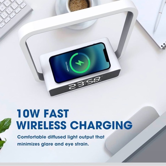 Modern White Alarm Clock with Snooze Function - Picture 6 of 10